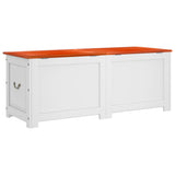 Storage Chest with Lid Brown and White Solid Wood Acacia 364921