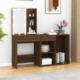 LED Dressing Table with Cabinet Brown Oak Engineered Wood 3120187