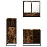 3 Piece Bathroom Furniture Set Smoked Oak Engineered Wood 3300997