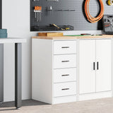 Garage Storage Cabinet White 40x51x85 cm Solid Wood Pine 860589