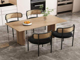 Velvet dining chair, set of 4, modern, simple chair with four metal support legs, rattan N606P389324S