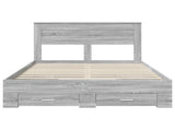 Bed Frame with Drawer Grey Sonoma 160 x 200 cm Engineered Wood 3409971