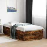 Bed Frame with LED without Mattress Smoked Oak 100x200 cm 3209629