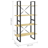 4-Tier Book Cabinet 80x30x140 cm Solid Pine Wood 806462