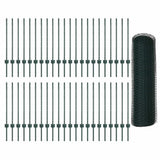 Welded Wire Fence 100 x 0.8 m PVC-Coated Steel Green 3336785