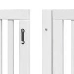Dog Gate with Door Foldable 8 Panels White 640 cm Poplar Wood 3155678