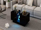 Led Coffee with 2 Drawer Storage, High Gloss Coffee for Living Room Unique Shape Centre N605P287896B