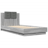 ZNTS Bed Frame with LED without Mattress Grey Sonoma 90x190 cm Single 3210064