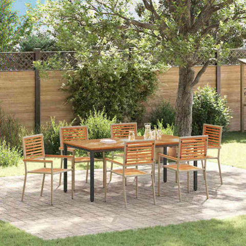 Garden Dining Set 7 pcs Beige Poly Rattan 3365504