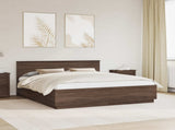 Bed Frame with Headboard Brown Oak 200 x 200 cm Engineered Wood 3408046