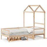 ZNTS Day Bed with Roof without Mattress 90x200 cm Solid Wood 3282190