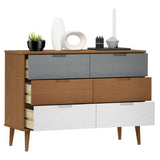 Drawer Cabinet MOLDE Brown 113x40x80 cm Solid Wood Pine 350507
