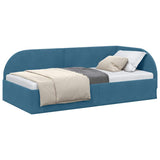 Corner Bed Frame with Headboard Blue 90 cm x 190 cm Velvet 42016635