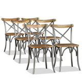 Dining Chairs 6 pcs Solid Mango Wood and Steel Cross Back 274909