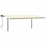 ZNTS Manual Retractable Awning with Posts 6x3.5 m Cream 3070277