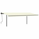 ZNTS Manual Retractable Awning with Posts 6x3.5 m Cream 3070277