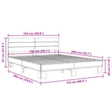 Bed Frame without Mattress Grey Sonoma 150x200 cm King Size 3280145