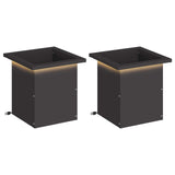 Garden Planter with LED 2 pcs Black 30 x 30 x 30 cm Steel 8008057