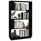 Book Cabinet/Room Divider Black 80x25x132 cm Solid Wood Pine 814063