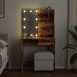 Dressing Table with LED Old Wood 74.5x40x141 cm 857021