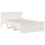 Bed Frame without Mattress with Headboard White 120x200 cm Solid Wood Pine 3308769