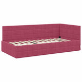 Corner Bed Frame with Headboard Wine red 90 x 190 cm Velvet 42016382