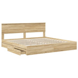 Storage Bed with Drawer Sonoma Oak 200 x 200 cm Engineered Wood 3410765