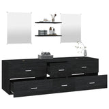 ZNTS 5 Piece Bathroom Furniture Set Black Engineered Wood 242563