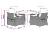 5 Piece Garden Dining Set with Cushions Grey Poly Rattan 3213045