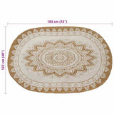 Area Rugs Floral Natural with White Print 122 x 183 cm Jute 42010826