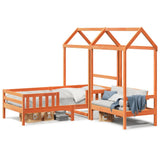 Bed and Bench Set with Roof without Mattress Wax Brown 80x200 cm 3282179