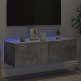 TV Wall Cabinet with LED Lights Concrete Grey 100x35x31 cm 837298