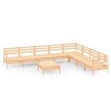 9 Piece Garden Lounge Set Solid Wood Pine 3083109