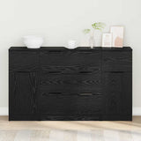 Sideboard with Drawer 3 pcs Black Oak Engineered Wood 3332538