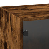 Wall Cabinet with Glass Doors Smoked Oak 35x37x100 cm 836487