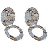 ZNTS Toilet Seats with Lids 2 pcs MDF Pebbles 275918