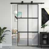 Sliding Door Black 102.5x205 cm Tempered Glass and Aluminium 155212