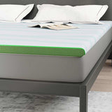 Mattress Topper White and Green 180 x 200 x 6 cm Jaquard Fabric 4106163