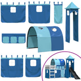 Bunk Bed without Mattress with Slide and Curtains Blue 90x200 cm 3284165