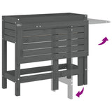 Garden Planter with Folding Tabletop Grey Solid Wood Pine 825123