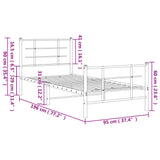 Metal Bed Frame without Mattress with Footboard White 90x190cm 355620