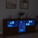 Sideboard with LED Lights Brown Oak 162x37x67 cm 3209036
