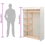 Wardrobe Cream Pinewood and fabric Large Wardrobe Rectangular 42976