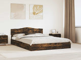 Storage Bed with Drawer Smoked Oak 140 x 190 cm Engineered Wood 3413100