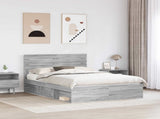 Bed Frame Grey Sonoma 150 x 200 cm Solid Pine Wood 3411404
