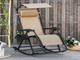 Garden Rocking Chair Folding Recliner Outdoor Adjustable Sun Lounger Rocker Zero-Gravity Seat with T3398P318850