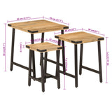 Nesting Coffee Tables 3 pcs Solid Wood Mango and Iron 372735