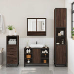 ZNTS 3 Piece Bathroom Furniture Set Brown Oak Engineered Wood 3301064