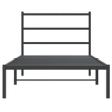 Metal Bed Frame without Mattress with Headboard Black 107x203cm 355361