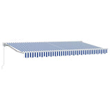 Retractable Awning Manual Blue and White 350x200 cm Fabric 3329619